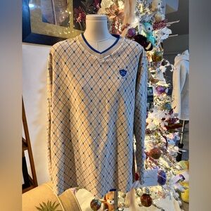 Cottonil Men’s V-Neck Pullover Sweater | Argyle Pattern | Size L